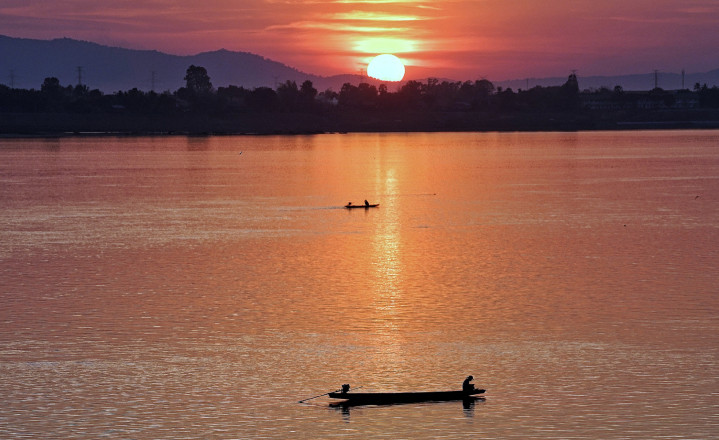 Zonsondergang Mekong