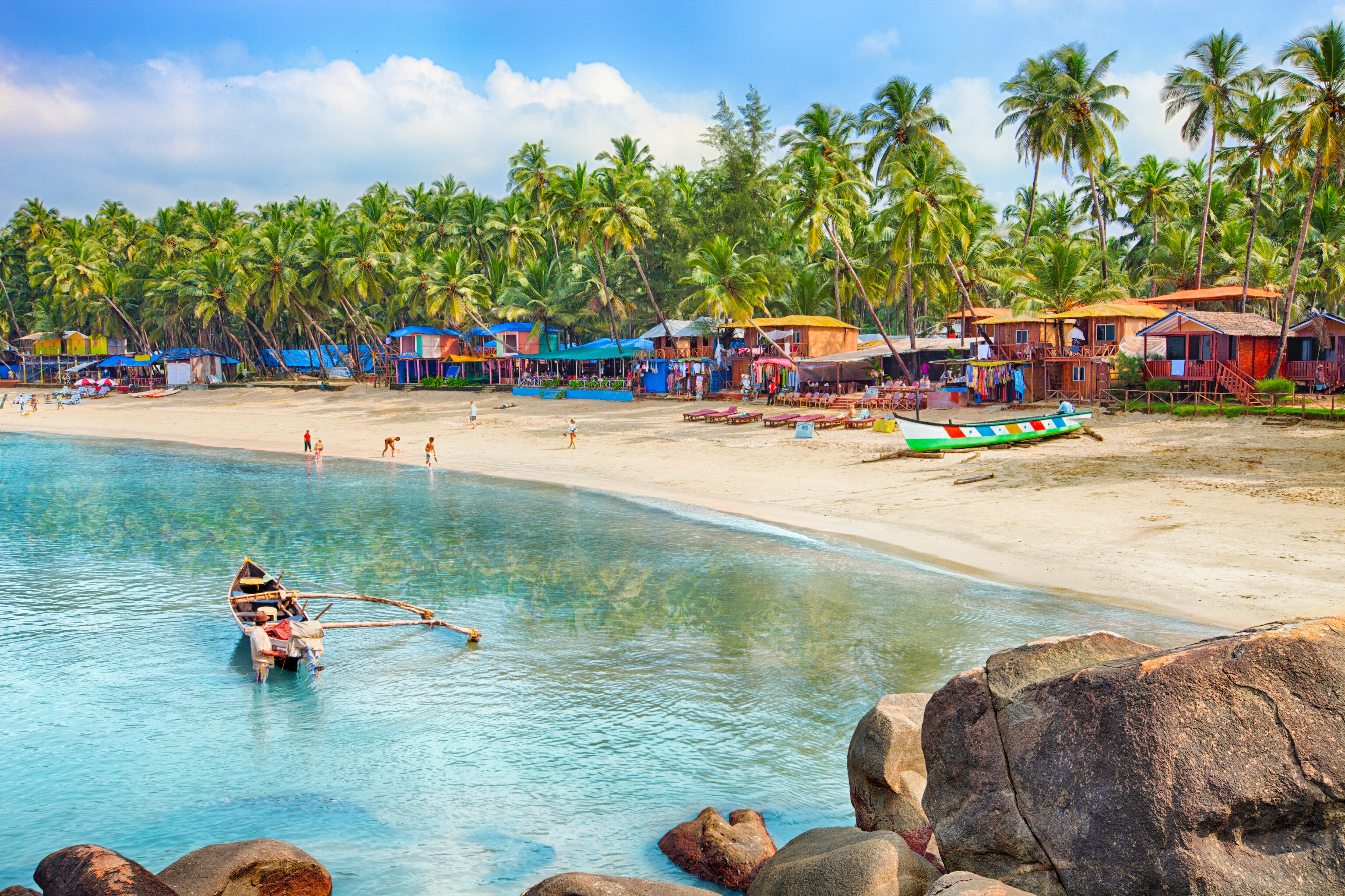 Beautiful,Goa,Province,Beach,In,India,With,Fishing,Boats,And