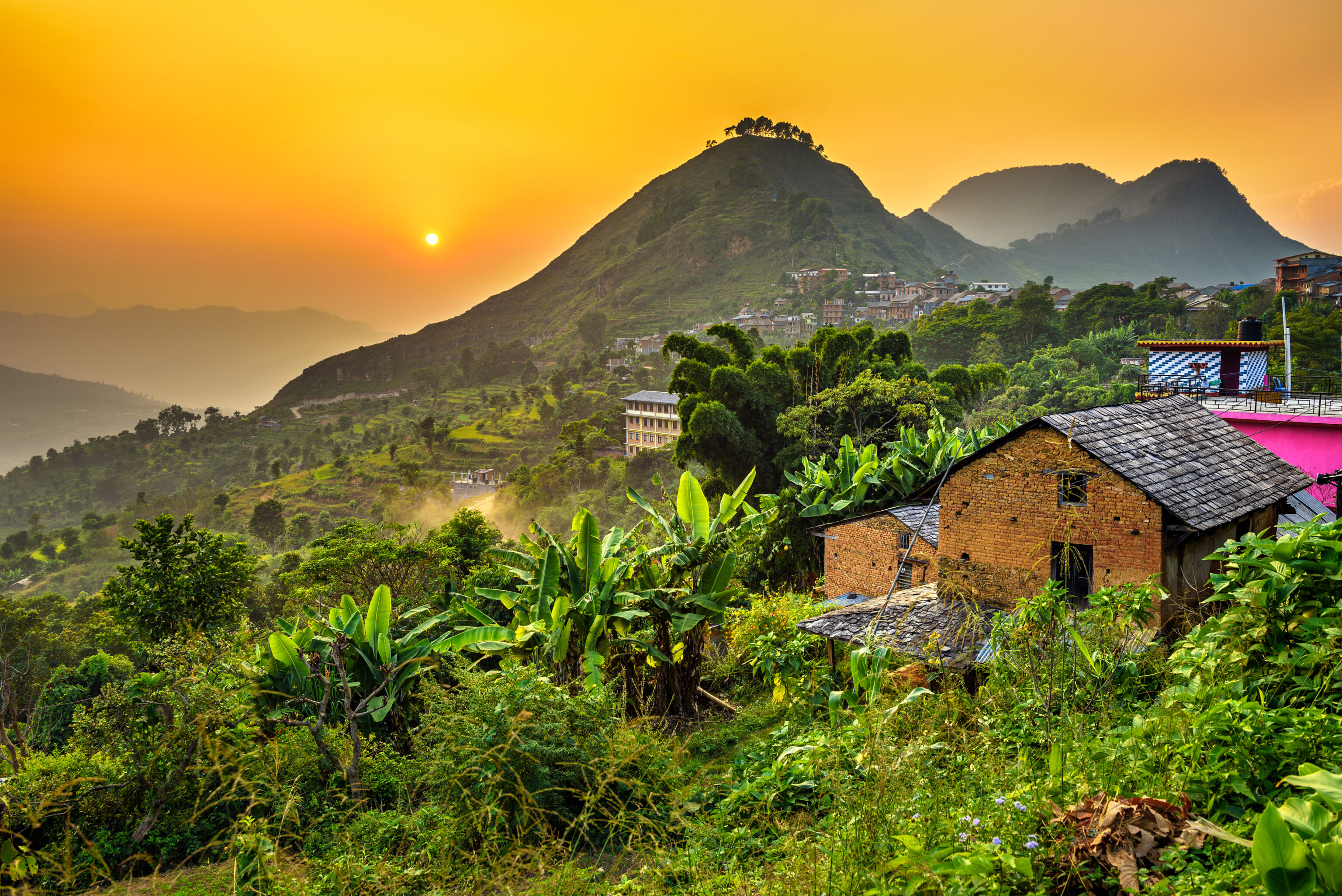 Sunset,Above,Bandipur,In,Nepal.,Hdr,Processed.