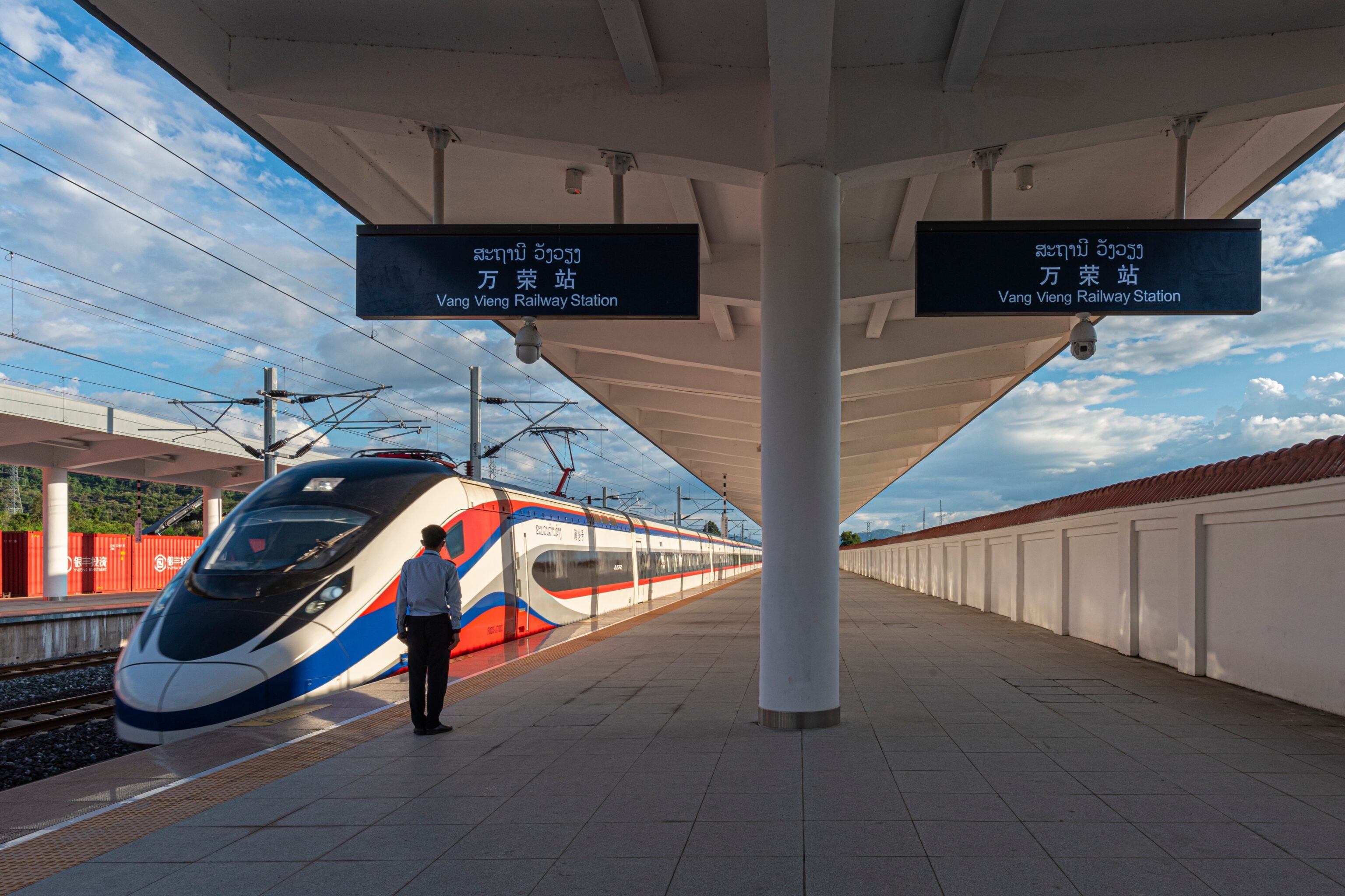 Vang,Vieng,laos-october,21,,2022:,Modern,High-speed,Train,In,Vang,Vieng