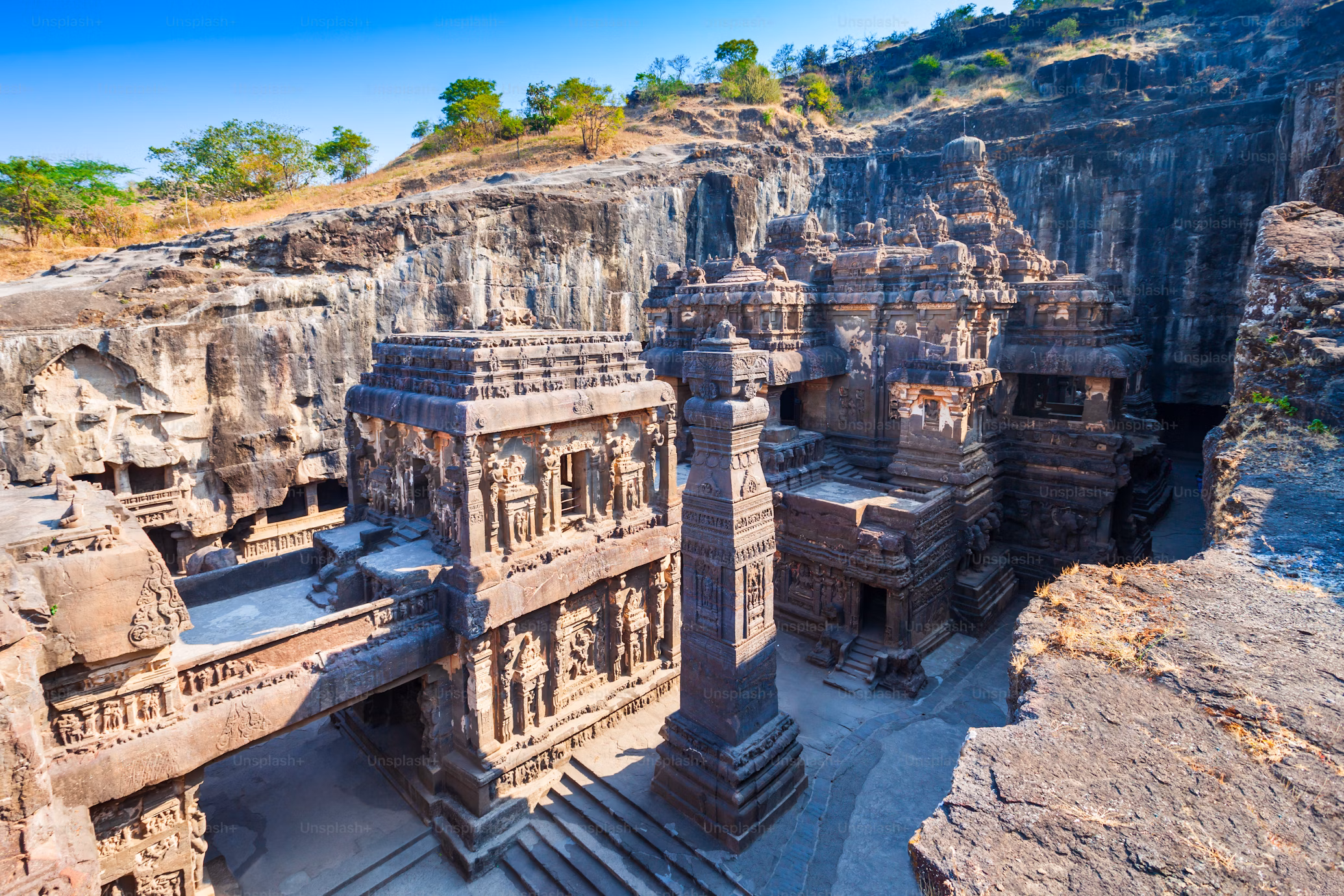 De Kailashatempel, Elloragrotten, in het district Aurangabad in Maharashtra