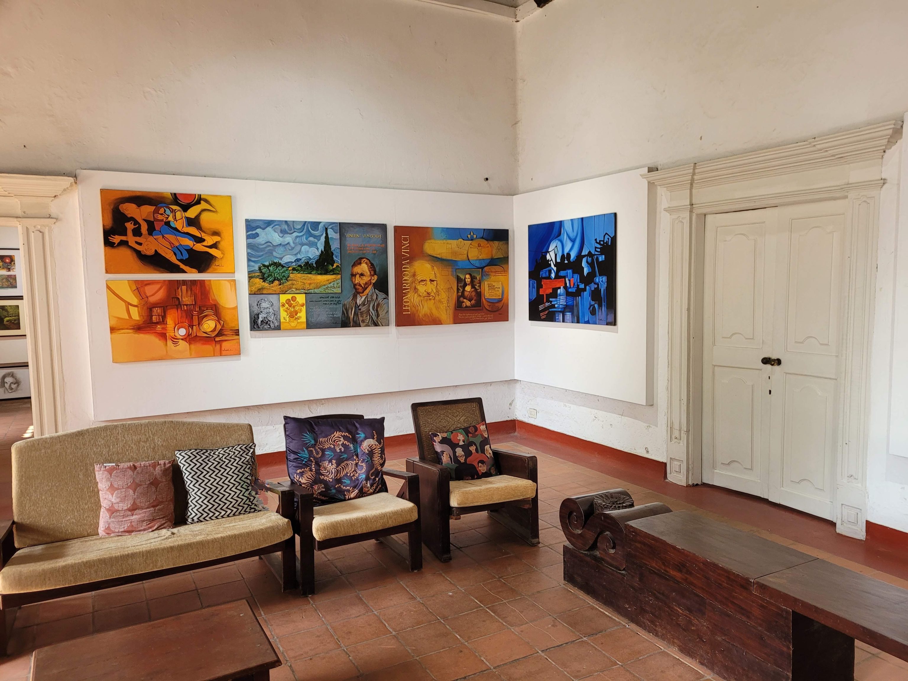 Art at Pandhal Hall cafe in Kochi