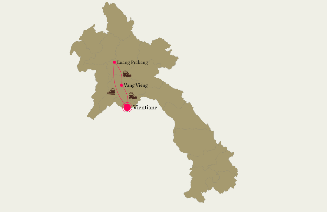 Laos per trein op de kaart